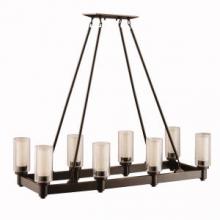 Kichler 2943OZ - Circolo 39.25" 8 Light Linear Chandelier Clear Outer and Umber Etched Inner Cylinders Olde Bronz
