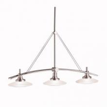 Kichler 2955NI - Structures 37" 3 Light Halogen Linear Chandelier with Satin Etched Glass in Brushed Nickel