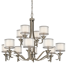 Kichler 42383AP - Lacey 32" 12 Light 3 Tier Chandelier with Satin Etched Cased Opal Inner Diffusers and White Tran