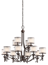 Kichler 42383MIZ - Lacey 32" 12 Light 3 Tier Chandelier with Satin Etched Cased Opal Inner Diffusers and Light Umbe