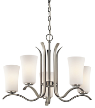 Kichler 43074NI - Armida 18" 5 Light Chandelier with Satin Etched White Glass in Brushed Nickel