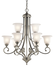 Kichler 43159NI - Monroe 37.75" 9 Light 2 Tier Chandelier with Satin Etched Glass in Brushed Nickel