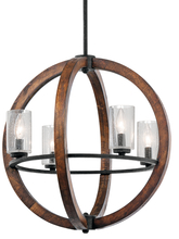 Kichler 43185AUB - Grand Bank 21.5" 4 Light Chandelier with Clear Seeded Glass in Auburn Stained Wood and Distresse