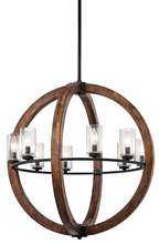 Kichler 43190AUB - Grand Bank 30" 8 Light Chandelier with Clear Seeded Glass in Auburn Stained Wood and Distressed