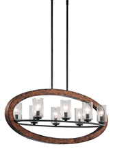 Kichler 43191AUB - Grand Bank 15.75" 8 Light Oval Chandelier with Clear Seeded Glass in Auburn Stained Wood and Dis