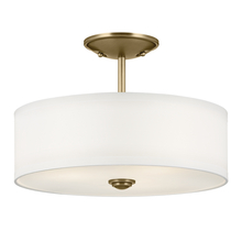 Kichler 43675NBR - Shailene 10" 3-LT Small Round Semi Flush with White Fabric Shade and Clear Satin Etched Diffuser