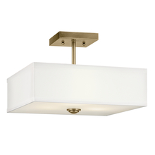 Kichler 43691NBR - Shailene 14" 3-LT Medium Square Semi Flush with White Fabric Shade and Clear Satin Etched Diffus