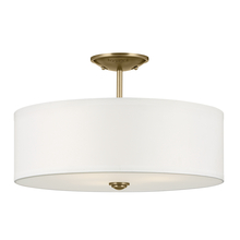 Kichler 43692NBR - Shailene 11.5" 3-LT Small Round Semi Flush with White Fabric Shade and Clear Satin Etched Diffus