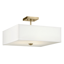 Kichler 43693NBR - Shailene 11.25" 3LT Medium Square Semi Flush with White Fabric Shade and Clear Satin Etched Diff