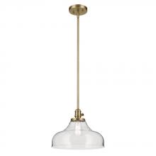 Kichler 43906NBR - Avery 11.25" 1-Light Bell Pendant with Clear Seeded Glass in Natural Brass