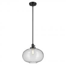 Kichler 43911BK - Avery 14" 1-Light Globe Pendant with Clear Seeded Glass in Black