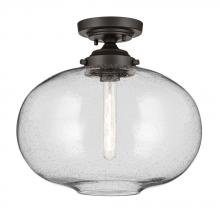Kichler 43913OZ - Avery 14.5" 1-Light Flush Mount with Clear Seeded Glass in Olde Bronze