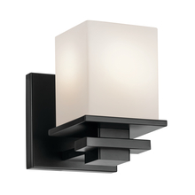 Kichler 45149BK - Tully 6.5" 1-Light Wall Sconce with Satin Etched Cased Opal Glass in Black