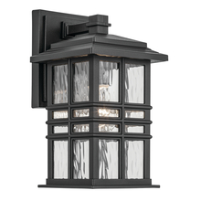 Kichler 49829BKT - Beacon Square 12" 1-Light Outdoor Wall Light with Clear Hammered Glass in Textured Black
