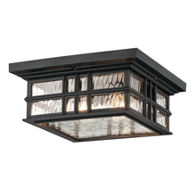 Kichler 49834BKT - Beacon Square 12" 2-Light Outdoor Ceiling Light with Clear Hammered Glass in Textured Black