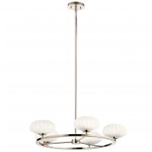 Kichler 52223PN - Pim 40" 5 Light Round Chandelier with Satin Etched Cased Opal Glass in Polished Nickel