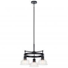 Kichler 52402BK - Eastmont™ 3 Light Chandelier with Clear Glass Black and Walnut Wood