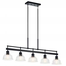 Kichler 52404BK - Eastmont™ 5 Light Linear Chandelier with Clear Glass Black and Walnut Wood
