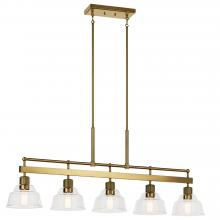 Kichler 52404BNB - Eastmont™ 5 Light Linear Chandelier with Clear Glass Brushed Natural Brass and Walnut Wood