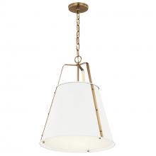 Kichler 52711WH - Etcher 18 Inch 2 LT Pendant with Etched Painted White Glass Diffuser in White and Champagne Bronze