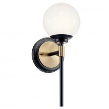 Kichler 55170BKCPZ - Benno 13.75 Inch 1 Light Wall Sconce with Opal Glass in Black and Champagne Bronze