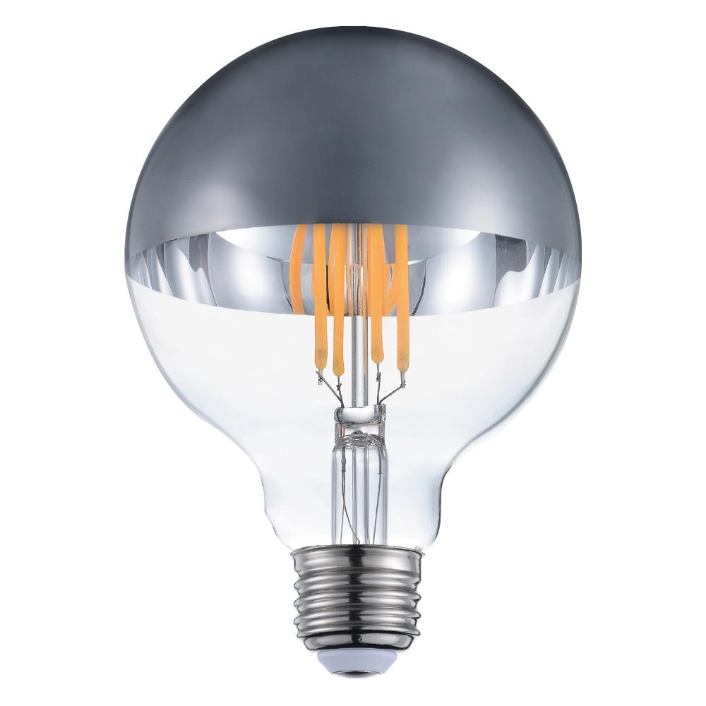LED Filament Lamp G25 E26 Base 4W 120V 27K Half Mirror Vertical Dim Standard