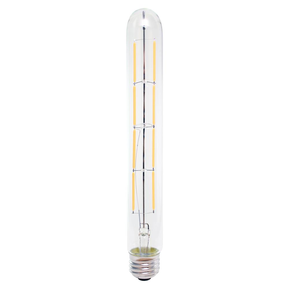 LED Filament Lamp T10 E26 Base 6W 120V 27K Clear Vertical Dim Standard
