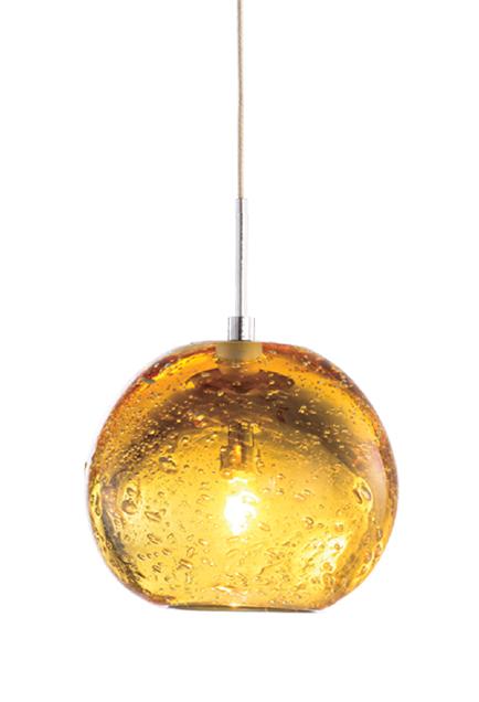 Single Lamp Pendant with Sold Bubbled Glass