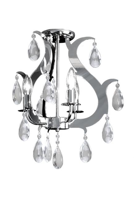 Three Lamp Ceiling with Crystals