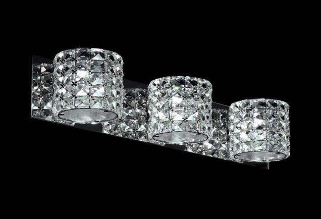 Three Lamp Cylinder Vanity with Crystals