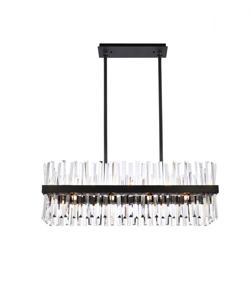 Serephina 36 Inch Crystal Rectangle Chandelier Light in Black