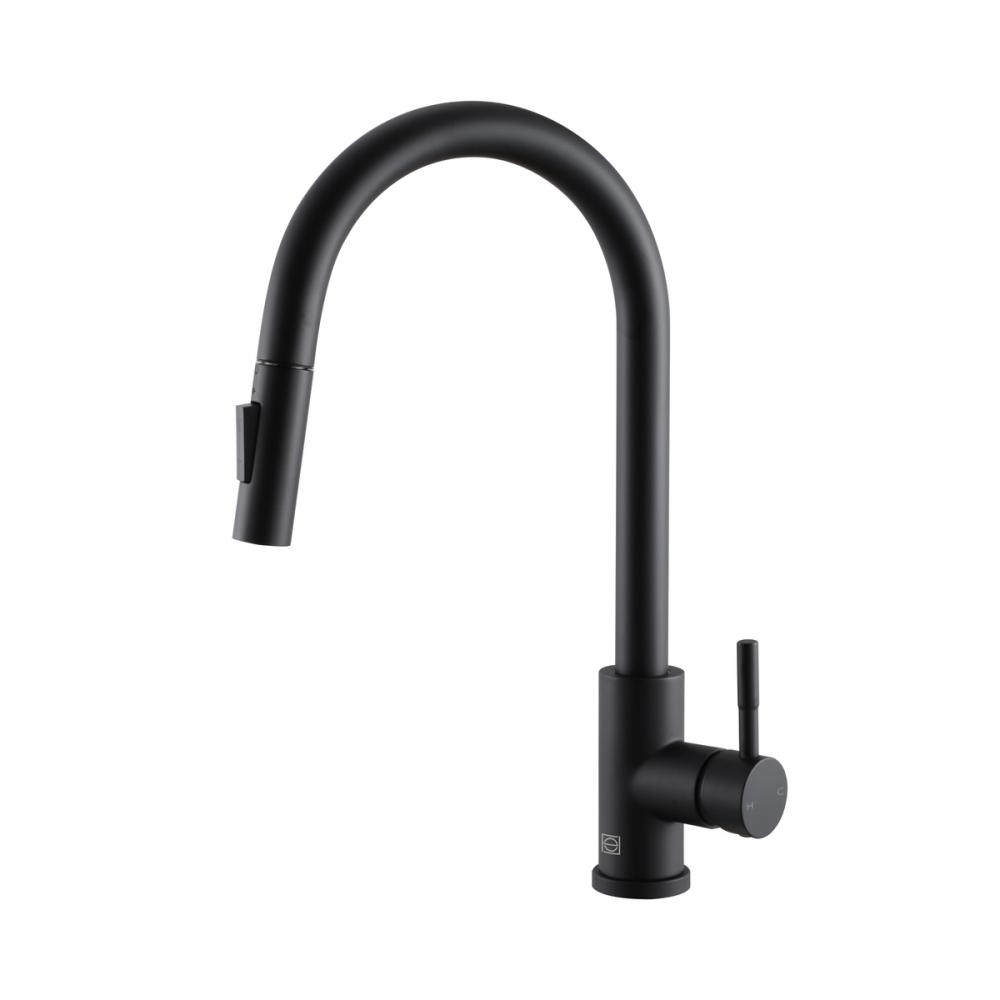 Luca Single Handle Pull Down Sprayer Kitchen Faucet with Touch Sensor in Matte Black