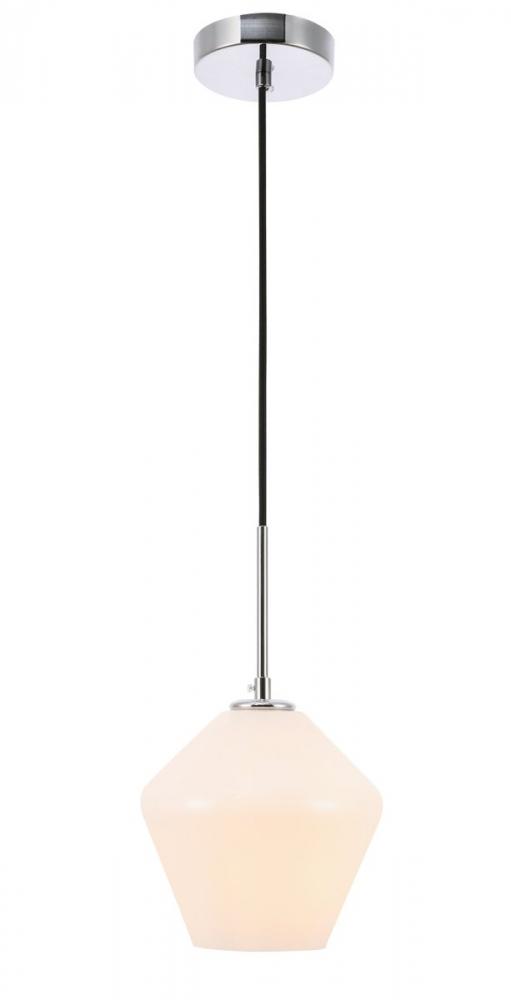 Gene 1 Light Chrome and Frosted White Glass Pendant