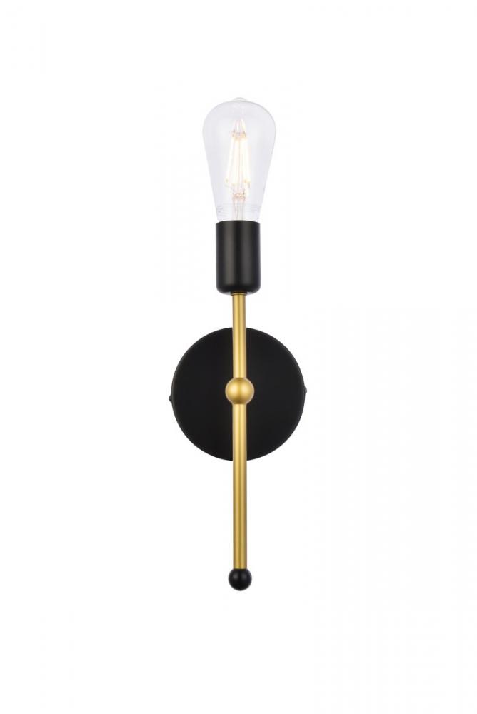 Keely 1 Light Black and Brass Wall Sconce