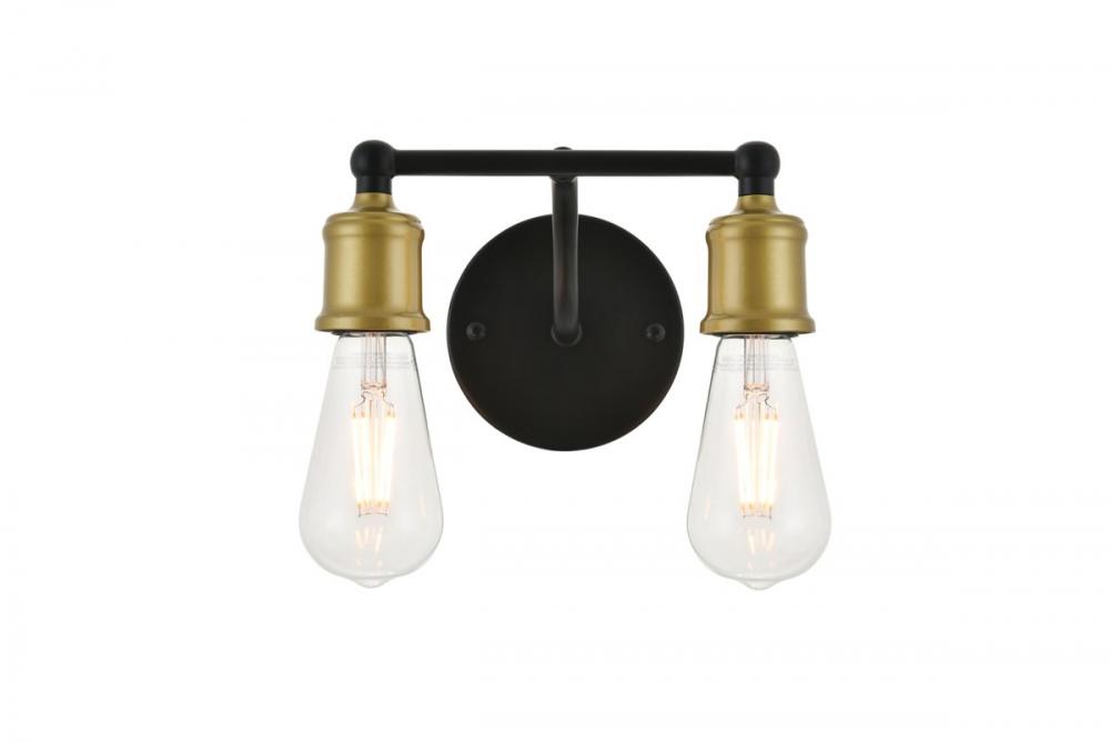 Serif 2 Light Brass and Black Wall Sconce