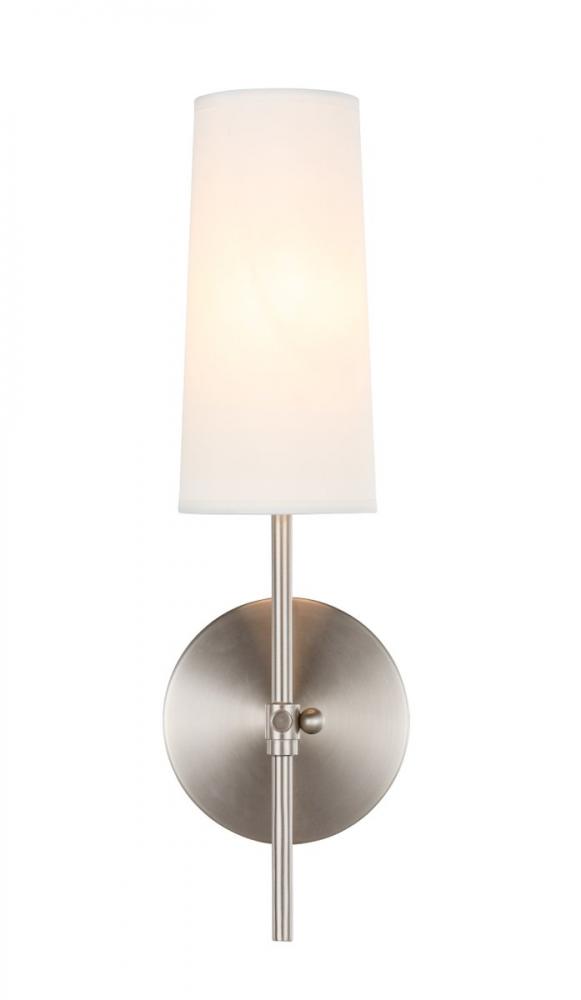 Mel 1 Light Burnished Nickel and White Shade Wall Sconce