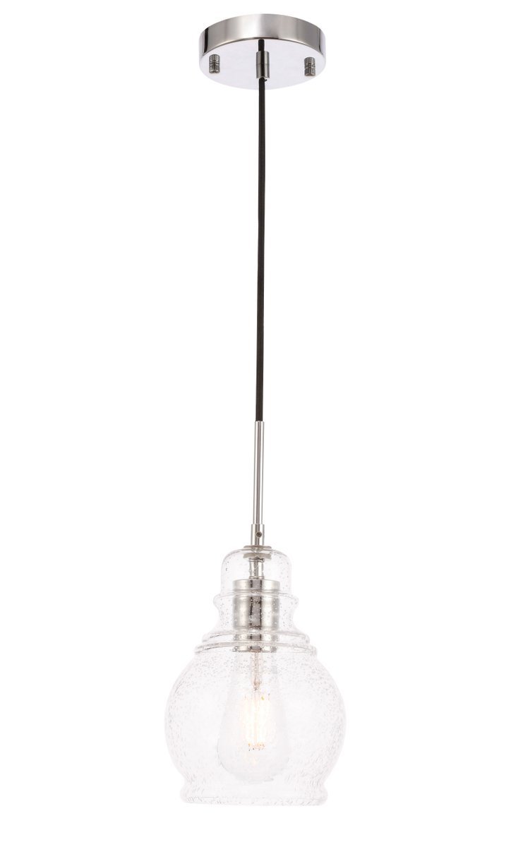 Pierce 1 light Chrome and Clear seeded glass pendant