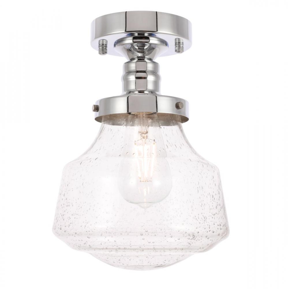 Lyle 1 Light Chrome and Clear Seeded Glass Flush Mount