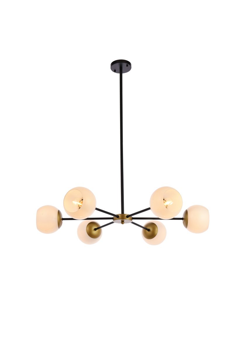 Briggs 36 Inch Pendant in Black and Brass with White Shade