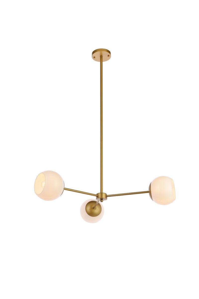 Briggs 32 Inch Pendant in Brass with White Shade