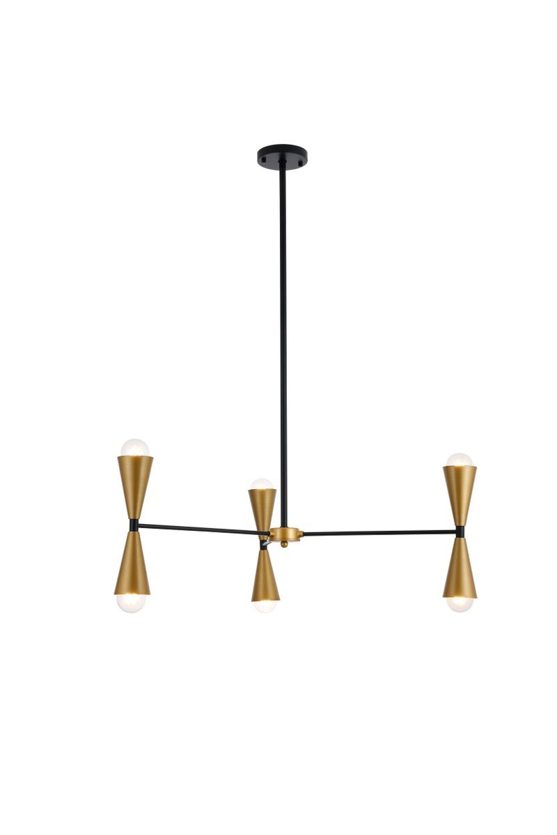 Cade 34 Inch Pendant in Black and Brass