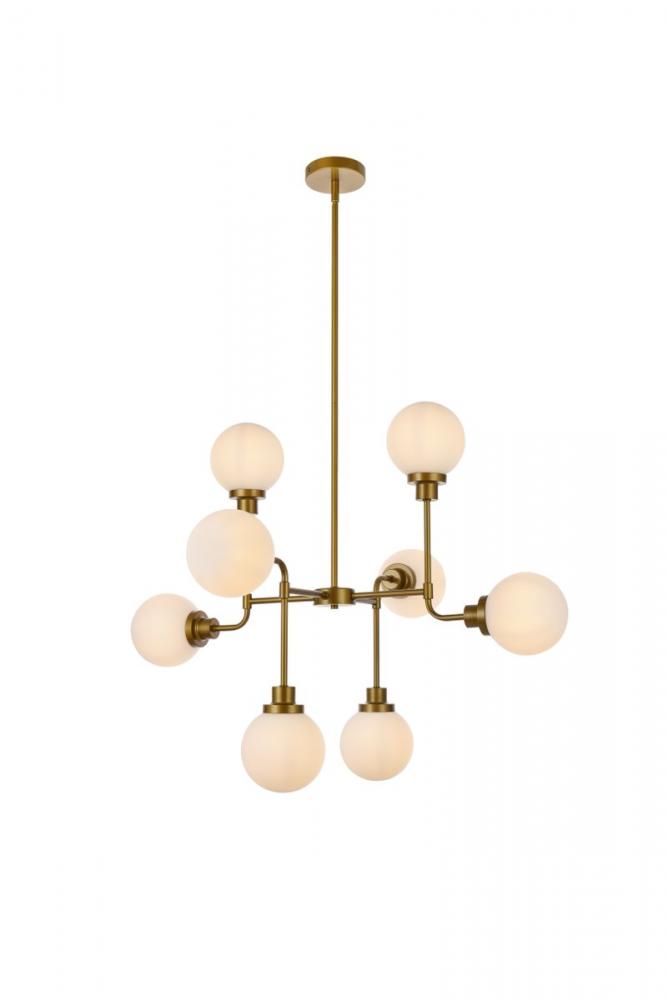 Hanson 8 Lights Pendant in Brass with Frosted Shade