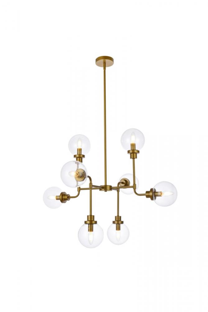 Hanson 8 Lights Pendant in Brass with Clear Shade