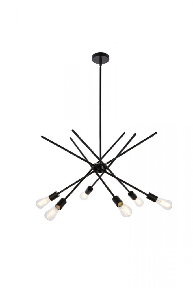 Armin 6 Lights Pendant in Black with Brass