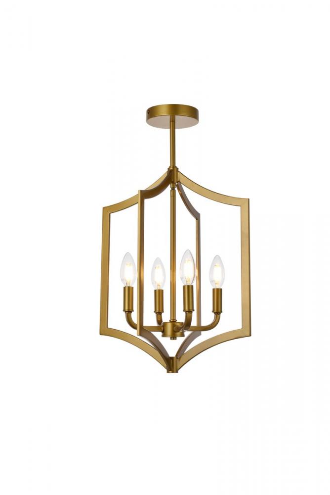Kiera 4 Lights Pendant in Brass