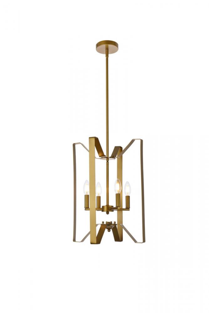 Hoffman 4 Lights Pendant in Brass