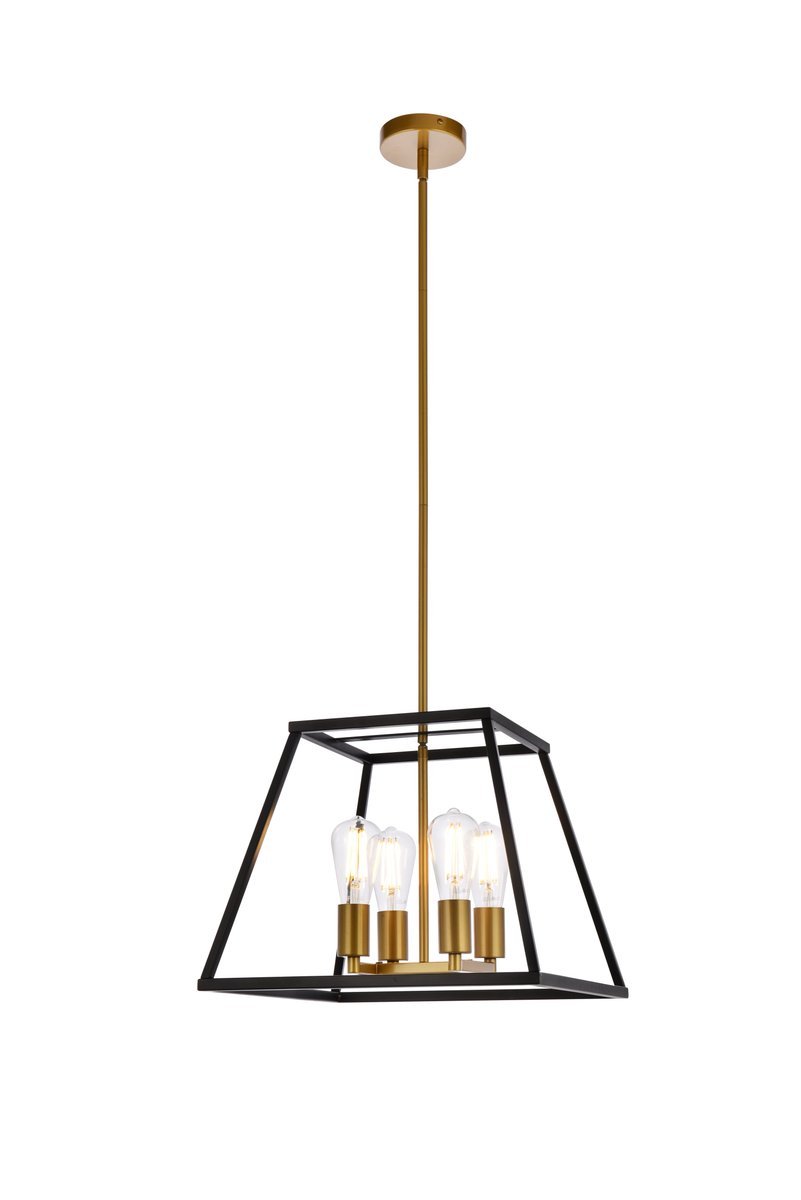 Declan 16 Inch Pendant in Black and Brass