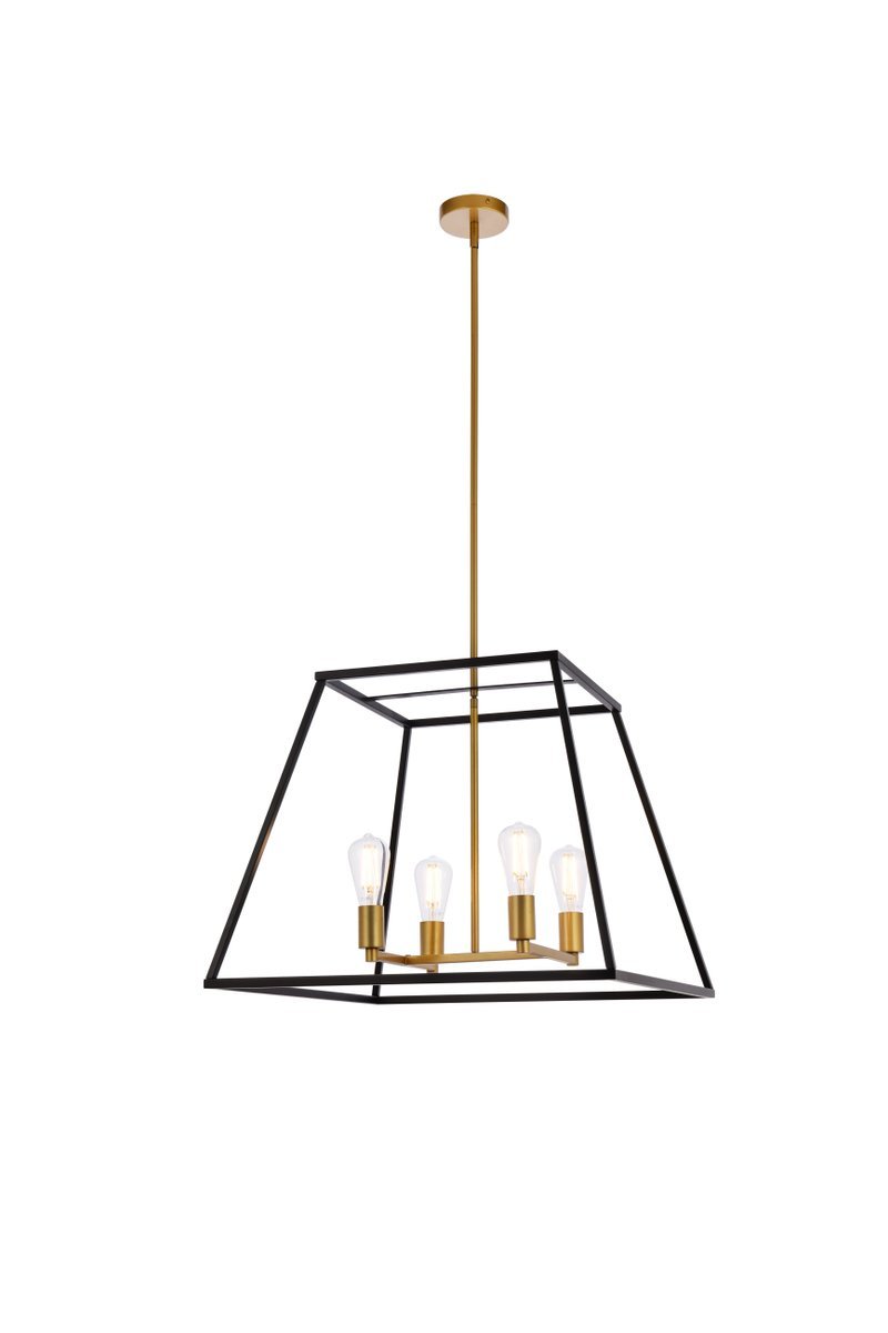 Declan 24 Inch Pendant in Black and Brass