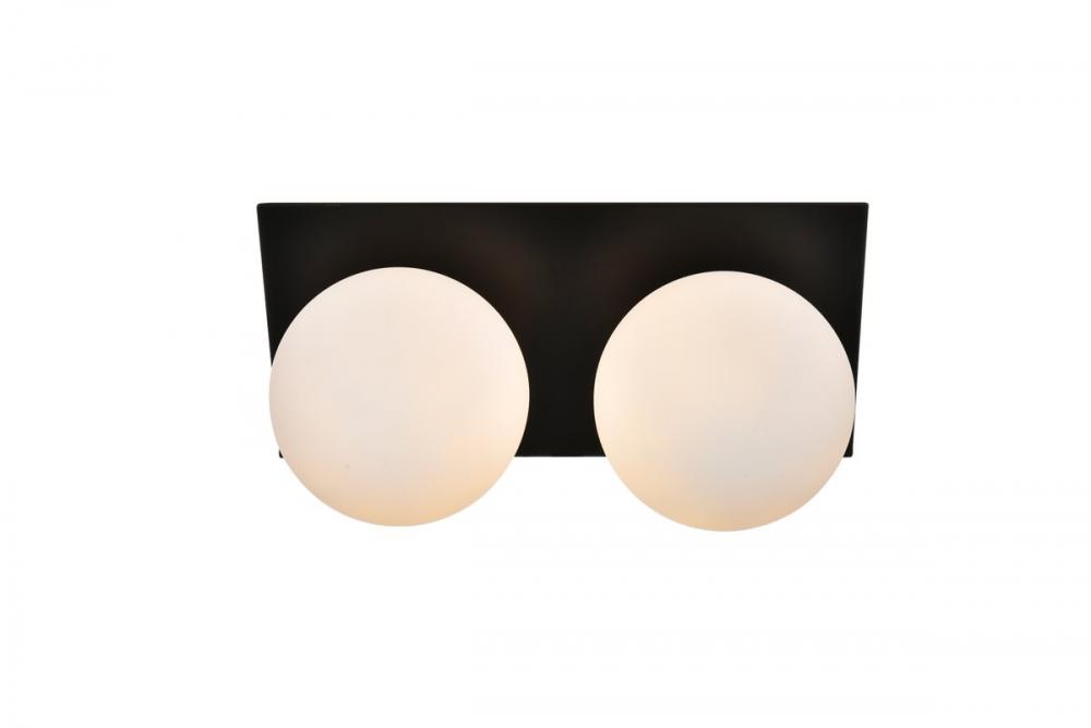 Jillian 2 Light Black and Frosted White Bath Sconce