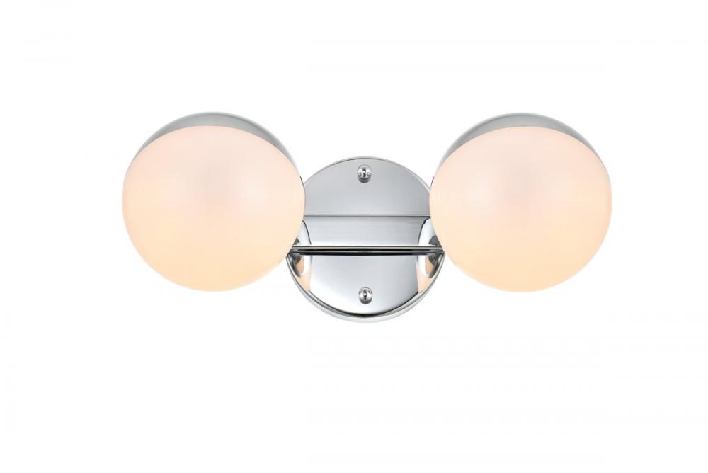 Majesty 2 Light Chrome and Frosted White Bath Sconce